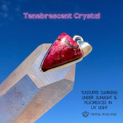 Tugtupite Triangle Silver Pendant - UV Reactive