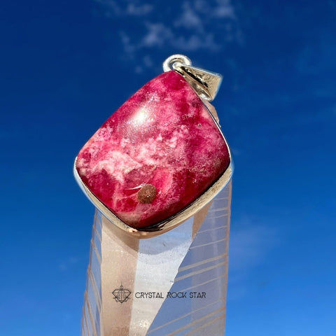 Rare Greenland Tugtupite UV Reactive Silver Pendant