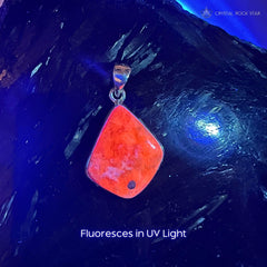 Rare Greenland Tugtupite UV Reactive Silver Pendant