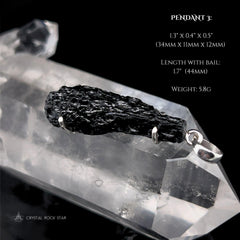 Raw Black Tektite Sterling Silver Pendant