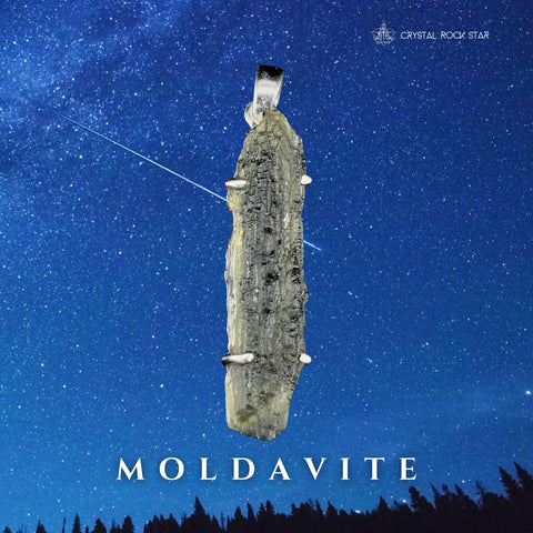 Genuine Raw Moldavite Sterling Silver Pendant