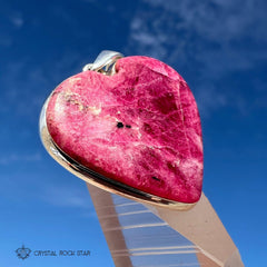 Reserved - Rare Tugtupite Heart Silver Pendant