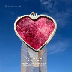 Reserved - Rare Tugtupite Heart Silver Pendant