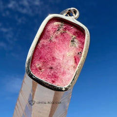 Tugtupite Sterling Silver Pendant, UV Reactive