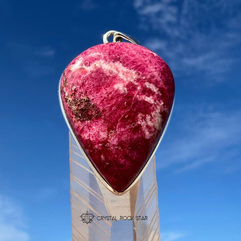 Greenland Tugtupite Silver Teardrop Pendant