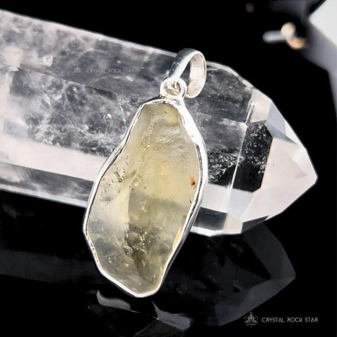Libyan Desert Glass Gold Tektite Silver Pendant