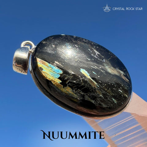 Greenland Nuummite Silver Oval Pendant
