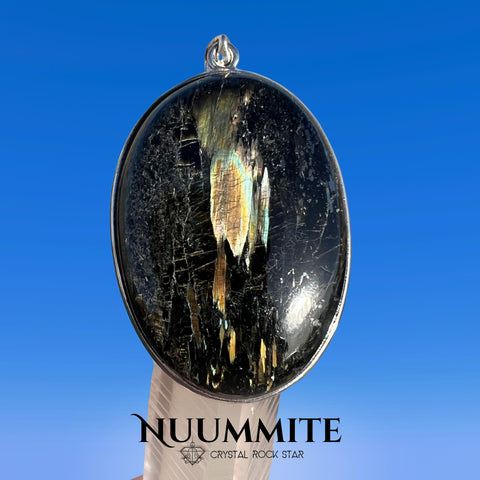 Greenland Nuummite Silver Oval Pendant