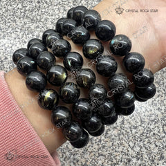 Genuine Nuummite Stretch Beaded Bracelet 10mm