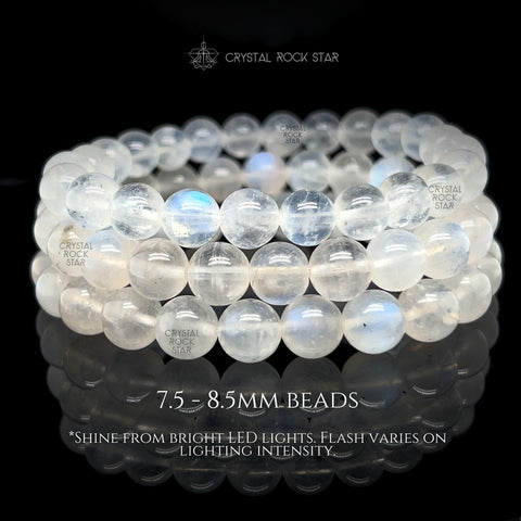 Blue Moonstone Beaded Bracelet 8mm