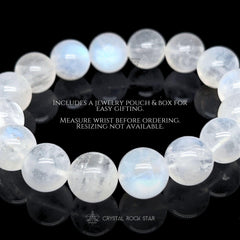 Blue Moonstone Bracelet 12mm Beads 7"
