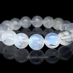 Blue Moonstone Beaded Bracelet 12mm 7"