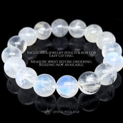 Blue Moonstone Beaded Bracelet 12mm 7"