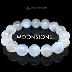 Blue Moonstone 13mm Beaded Bracelet 7"