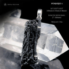 Raw Black Tektite Sterling Silver Pendant
