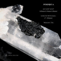 Raw Black Tektite Sterling Silver Pendant