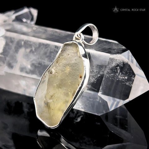 Libyan Desert Glass Gold Tektite Silver Pendant