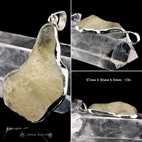 Libyan Desert Glass Silver Pendant 2.3"