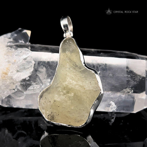 Libyan Desert Glass Silver Pendant 2.3"