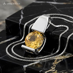 Natural Round Citrine Sterling Silver Necklace