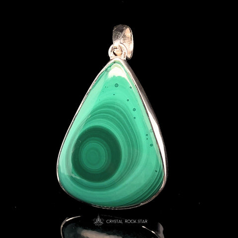 Bullseye Malachite Teardrop Silver Pendant