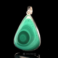 Bullseye Malachite Teardrop Silver Pendant