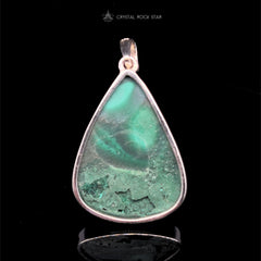 Bullseye Malachite Teardrop Silver Pendant