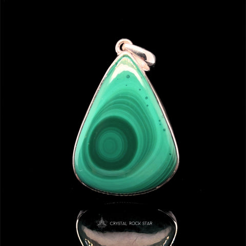 Bullseye Malachite Teardrop Silver Pendant