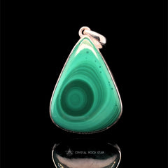 Bullseye Malachite Teardrop Silver Pendant