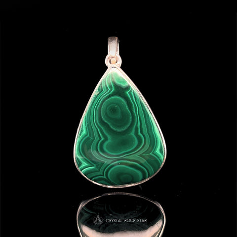 Malachite Teardrop Pendant Sterling Silver