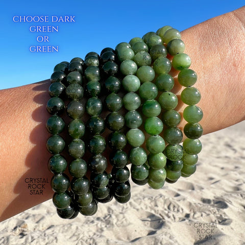 Genuine Jade Beaded Stretch Bracelet 8mm
