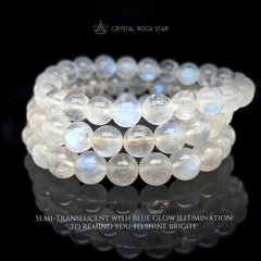 Blue Moonstone Beaded Bracelet 8mm