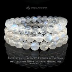Blue Moonstone Beaded Bracelet 8mm