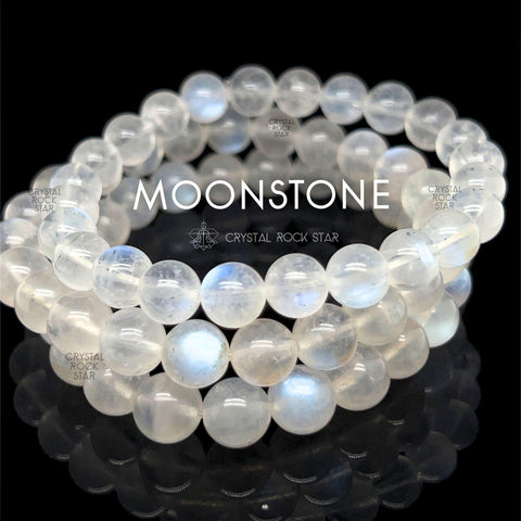 Blue Moonstone Beaded Bracelet 8mm