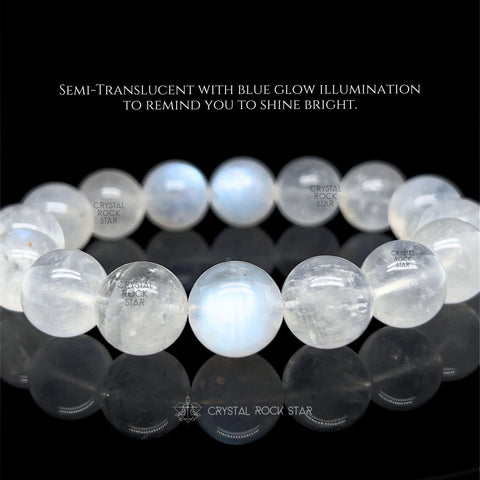 Blue Moonstone Bracelet 12mm Beads 7"