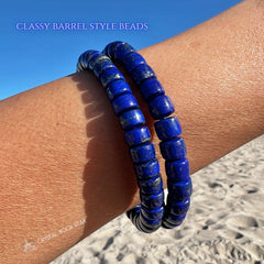 Lapis Lazuli Barrel Bead Stretch Bracelet 7mm