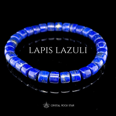Lapis Lazuli Barrel Bead Stretch Bracelet 7mm