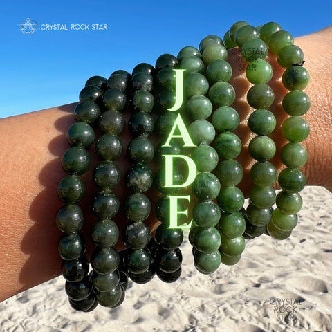 Genuine Jade Beaded Stretch Bracelet 8mm