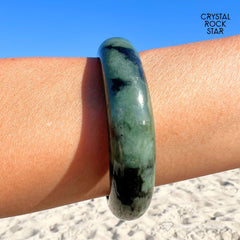 Jade Crystal Bangle Round Bracelet 58.5mm