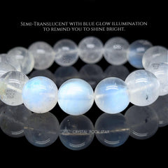 Blue Moonstone Beaded Bracelet 12mm 7"