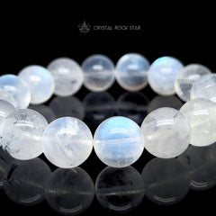 Blue Moonstone Beaded Bracelet 12mm 7"