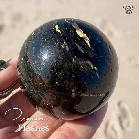 2" Greenland Nuummite Sphere 50mm Rare Crystal Ball