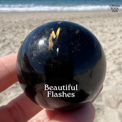 Flashy Greenland Nuummite Stone Sphere 1.6"