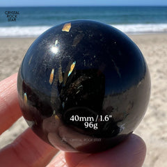 Flashy Greenland Nuummite Stone Sphere 1.6"