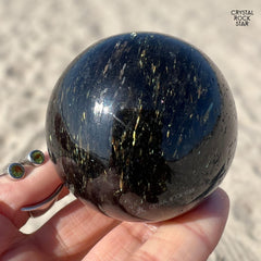 2.2" Greenland Nuummite Sphere Stone Crystal Ball 55mm