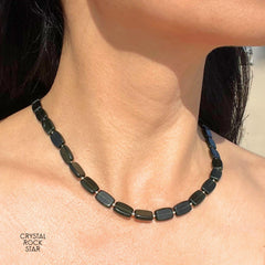Icy Greenland Jade Silver Beaded Necklace 18"