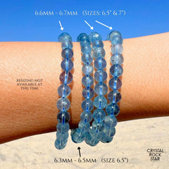 Blue Topaz Beaded Stretch Bracelet 6mm Top Quality