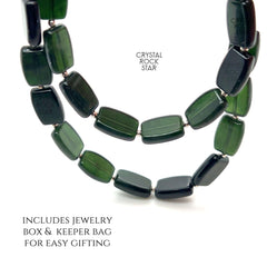 Icy Greenland Jade Silver Beaded Necklace 18"