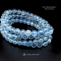 Blue Topaz Beaded Stretch Bracelet 6mm Top Quality