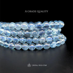 Blue Topaz Beaded Stretch Bracelet 6mm Top Quality